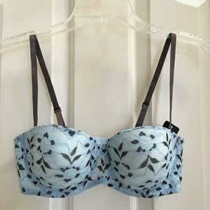Rene Rofe bra lined convertible strap blue lace